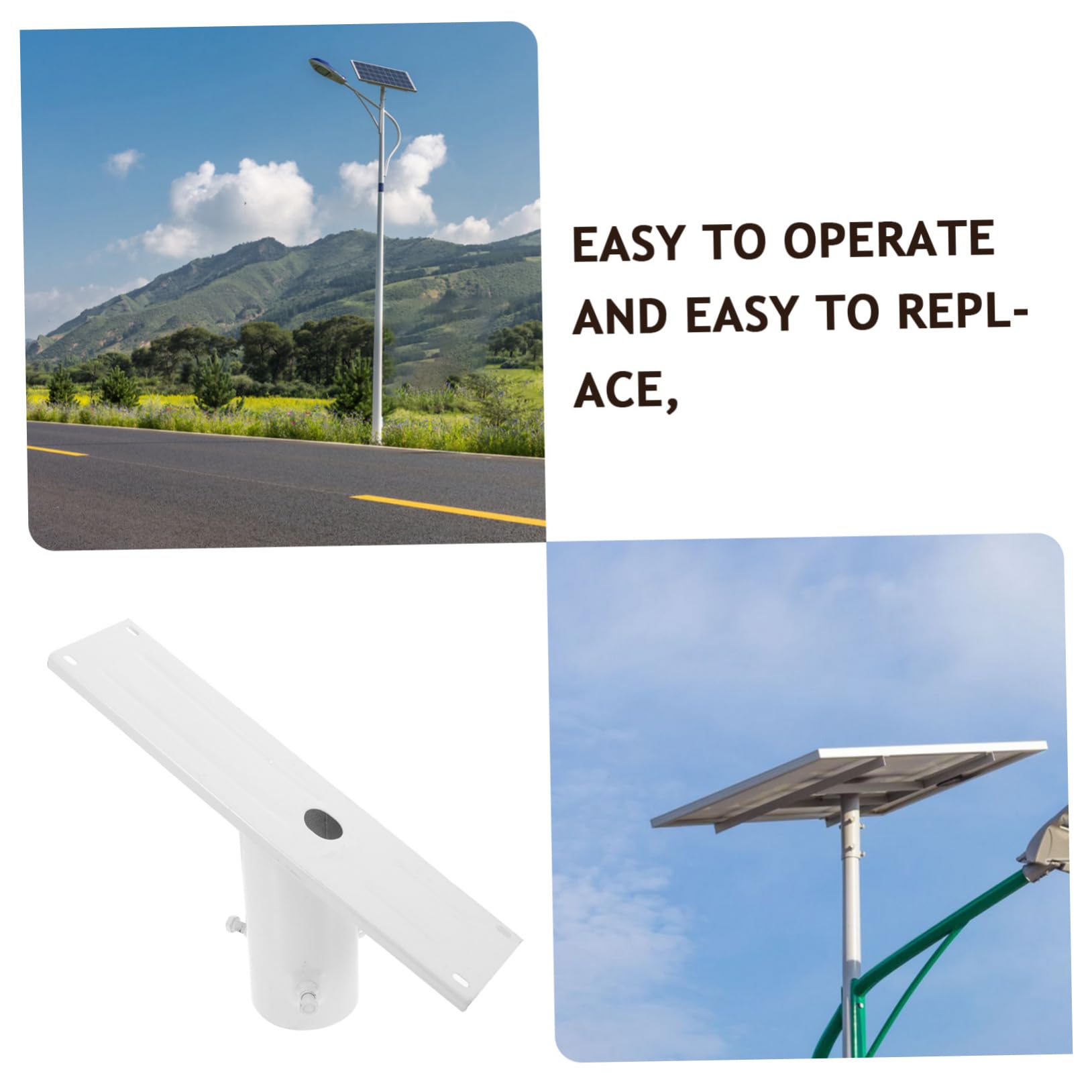 Soporte de Montaje para Panel Solar de Calle, Estructura de Hierro Blanco, Instalación Flexible y Reutilizable para Luces Solares de 50w a 100w