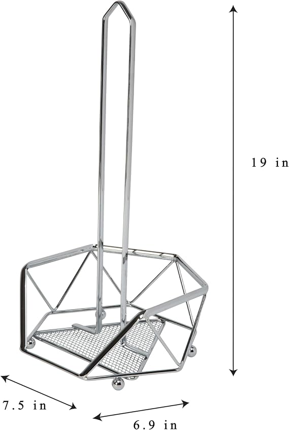 Kitchen Details Geode Paper Towel Holder | Countertop | Free Standing | Holds 1 Large Roll | Rust Resistant | Decorative | Chrome
