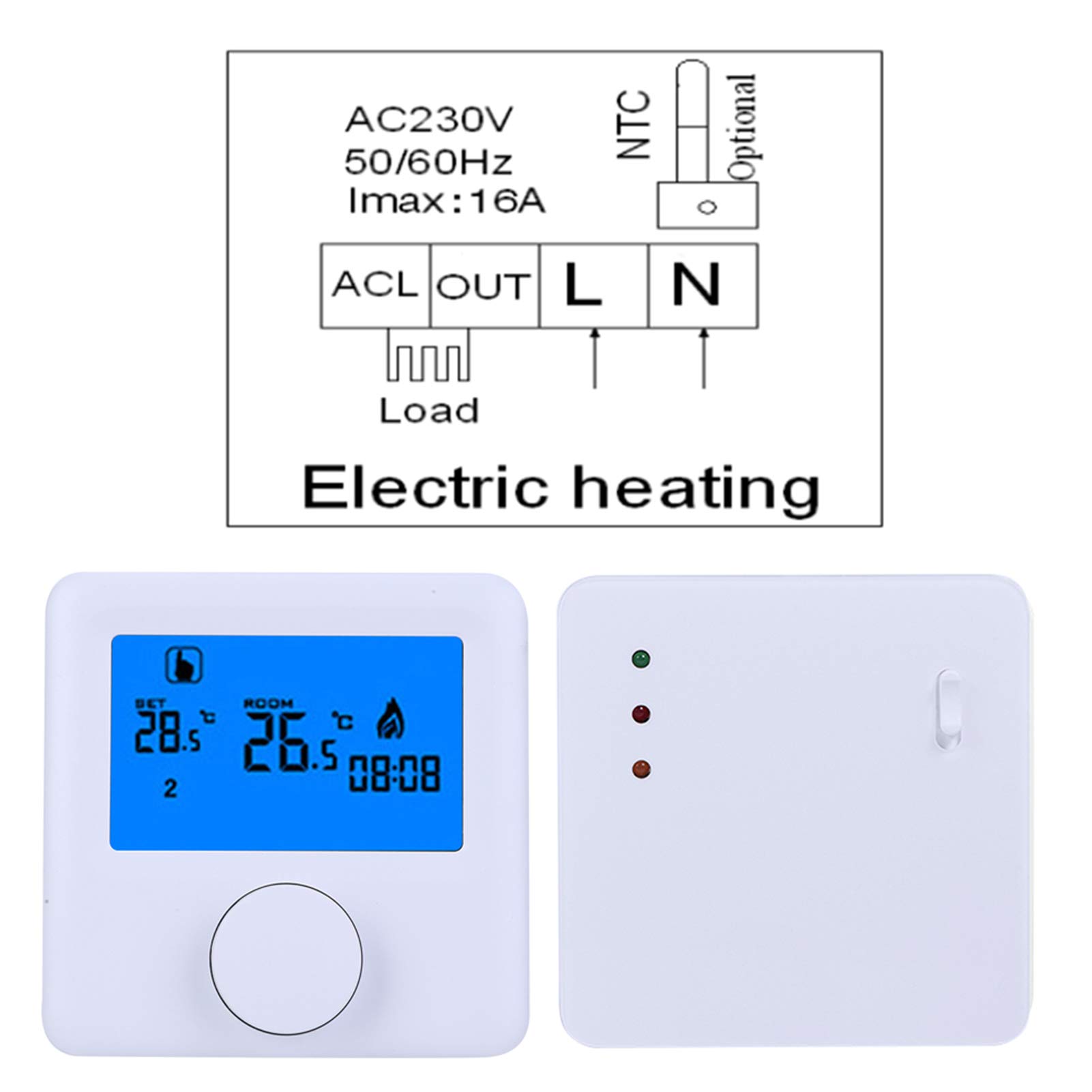 Termostato programable de calefacción inalámbrico LCD Digital RF Controlador de Temperatura termostato de calefacción eléctrico para de calefacción eléctrica