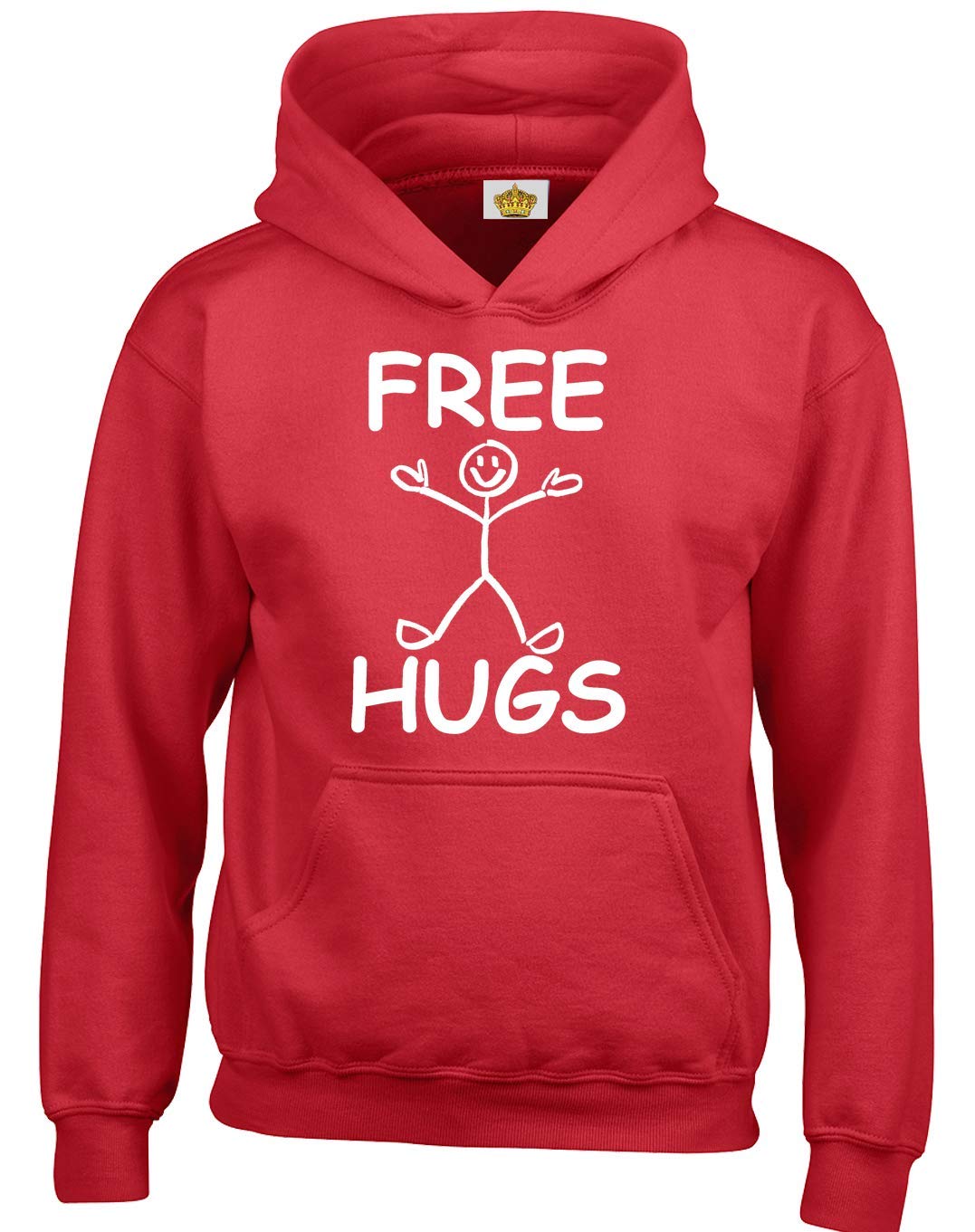 Crown Designs Free Hugs Funny Gift Unisex Hoodies for Men, Women & Teenagers (Red / 3X-Large)