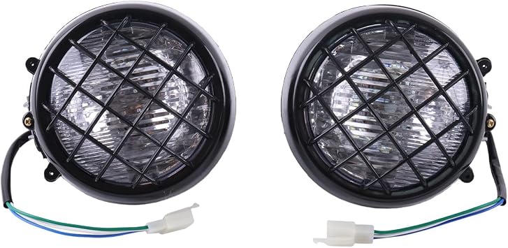 2Pcs LED Headlights Lens Bulbs Grills 4KB-84169-00-00 For Yamaha Banshee | YFZ350 1987-2006 Warrior YFM350 93-04 Wolverine YFM350 95-05 Left & Right 2GU-84330-70-00