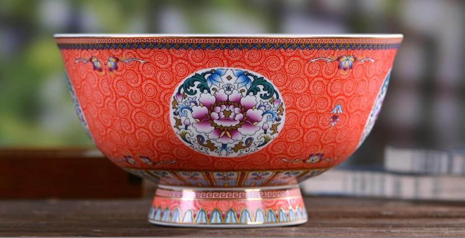 miska ceramiczna, Chińska starożytna porcelanowa miska do ryżu w stylu pałacowym, 15