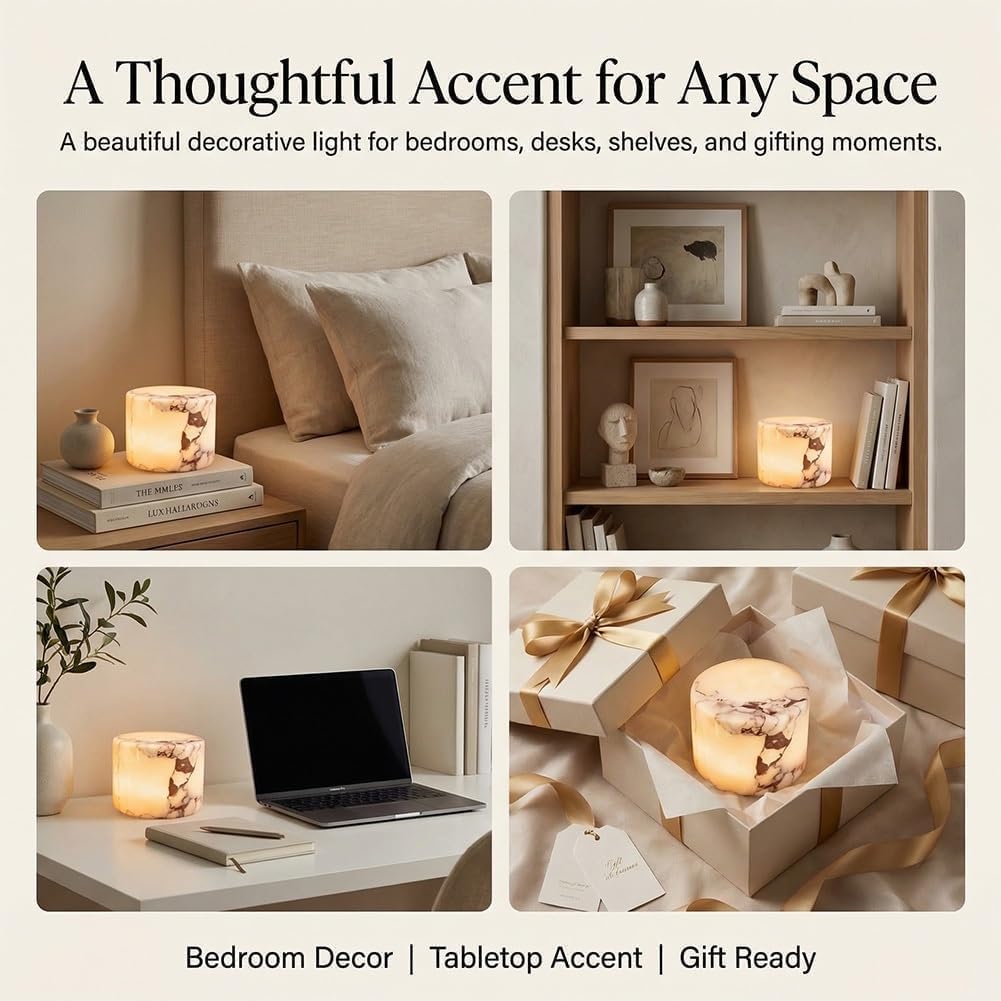 Marble Touch Light, Marble Lamp Night Light Touch Bedside Table Lamp, Type-C Rechargeable Tap Bedside Night Lights Dimmable Eye-Caring Portable LED Ambient Lamp for Bedroom Desk Office (Style B)