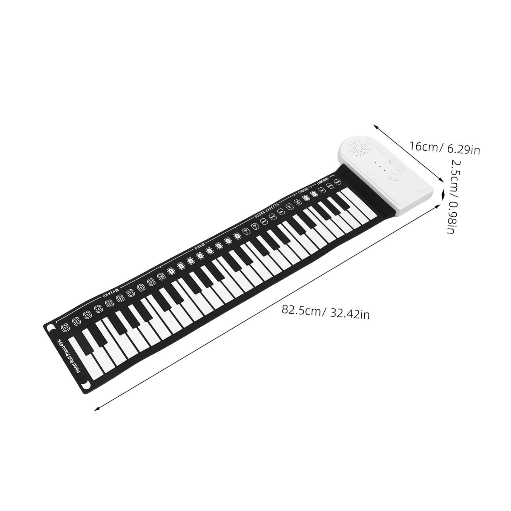 Pianoforte Arrotolabile 49 Tasti in Silicone Pieghevole | Principianti, Uso in Lezioni e Spettacoli Musicali, Formato Portatile da Viaggio, Nero e Bianco