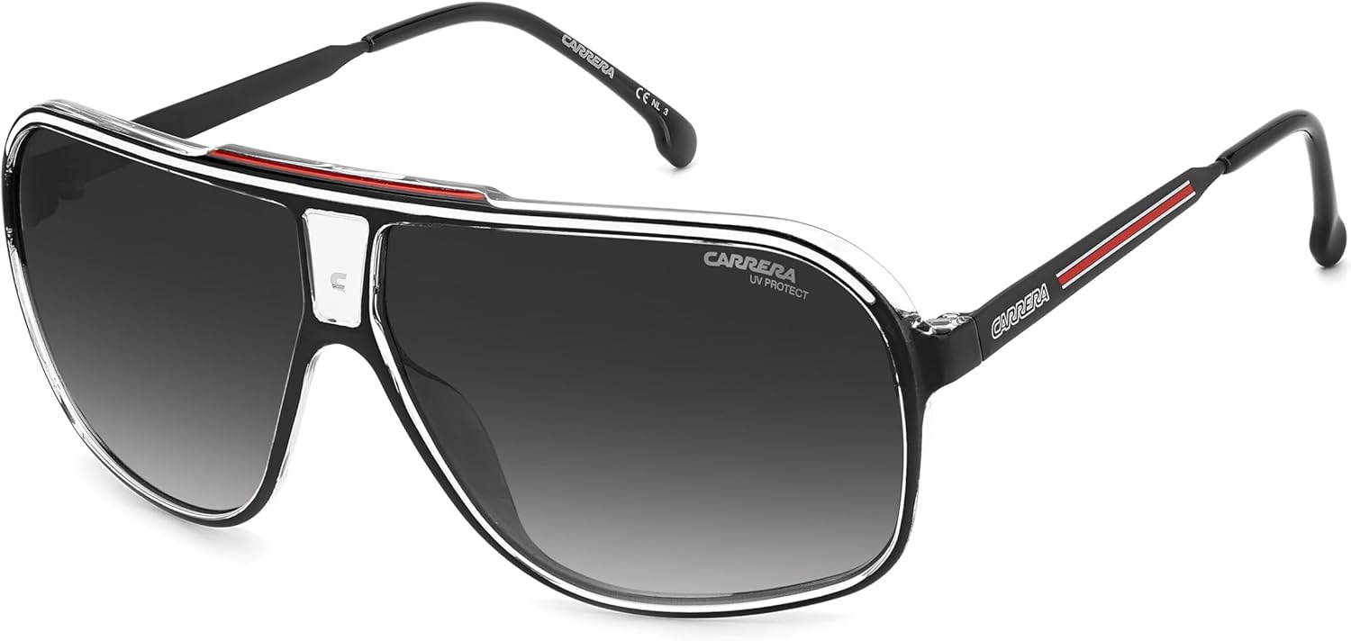 Carrera Unisex Sunglasses, Black Red/Grey Shaded, 64/9/135