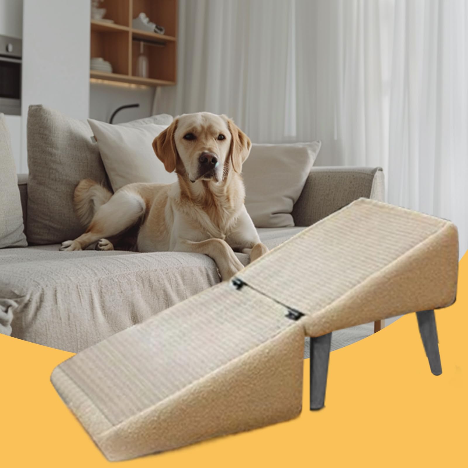 Rampa Perros, 30X30X35CM Rampa Perros para Sofá, Escalones Plegables Madera P-erros Otomana Dividida Cama, Escaleras Antideslizantes P-erros Gatos Rampas Sofá Silla Segura, para Interior Y Exterior