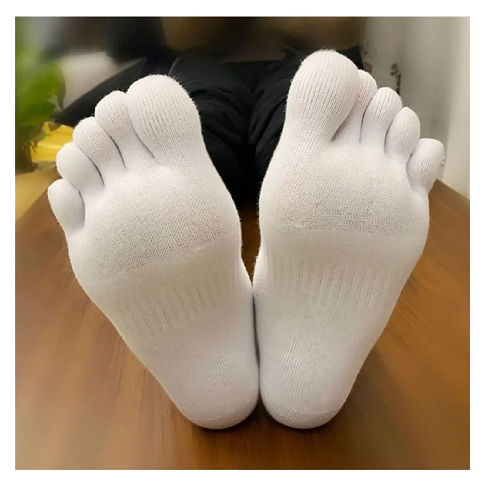 Calzini a cinque dita 5 paia di calzini lunghi da uomo a compressione in punta di cotone tinta unita a metà polpaccio mesh traspirante che assorbe il sudore calzini sportivi a cinque dita uomo(5 pairs