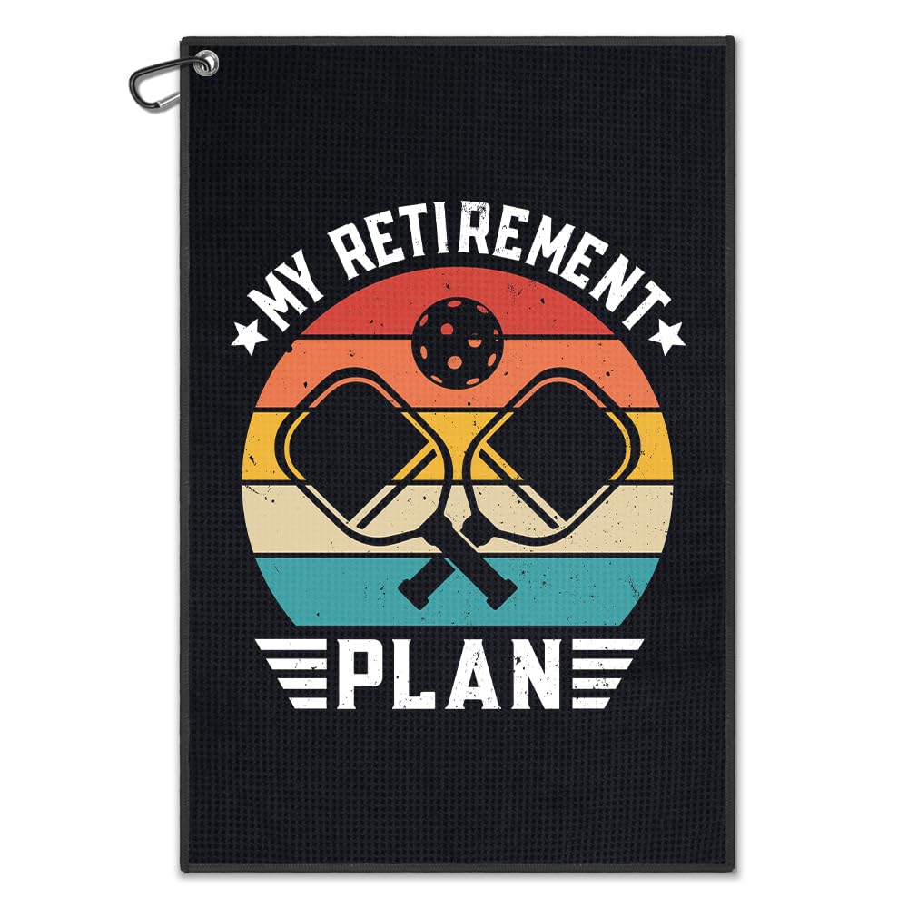 WUUCKOO My Retirement Plan Pickleball Towel, Funny Pickleball Towel for Pickleball Bag with Clip, Pickleball Accessories for Men, Pickleball Player Gifts, Retirement Gifts for Grandpa Pickleball Lover
