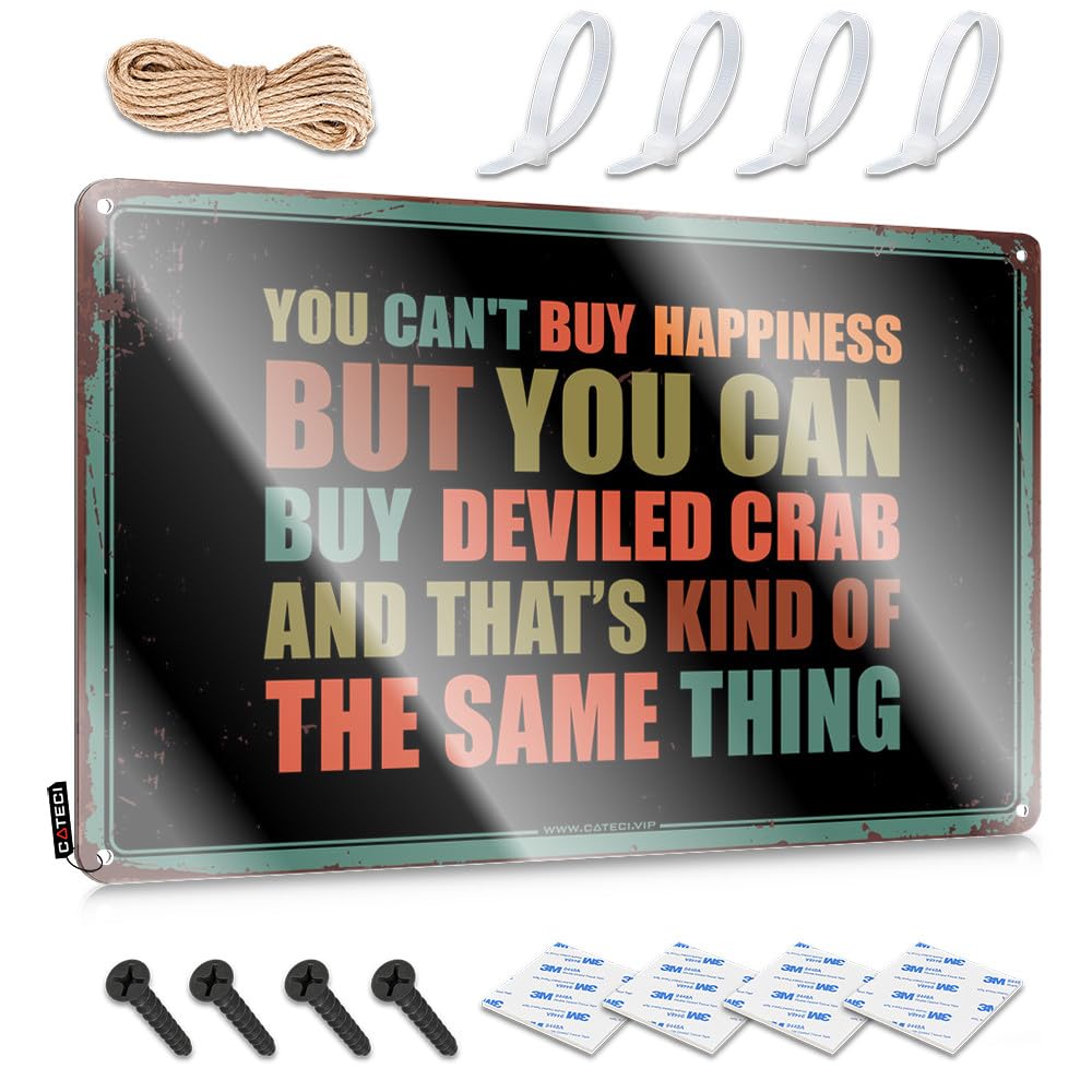 Vintage Wall Art Soft Bath Awesome You Can't Buy Happiness But You Can Buy Deviled Crab For Garage - Rustic Customizable(30X40CM)