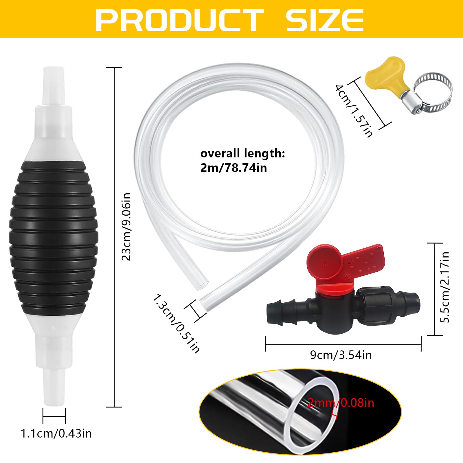 TTYSHIP® Pompe Manuelle Universelle 2 Pièces - Siphon Essence Diesel Avec Tuyaux 2M Et Accessoires