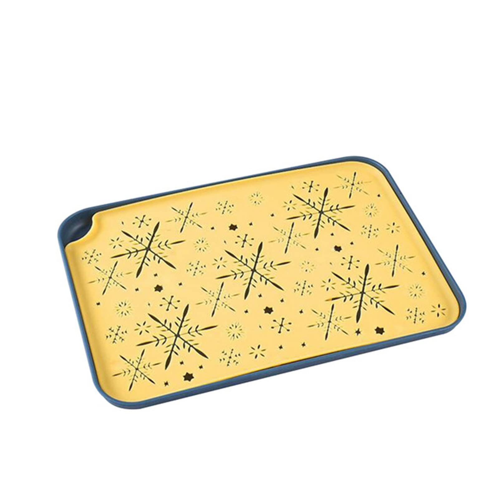 JINGYAN Breakfast Trays Double Layer Drain Tray Tea Plastic Rectangular Fruit Serving Storage Organizer Color Dish For Kitchen(Yellow)
