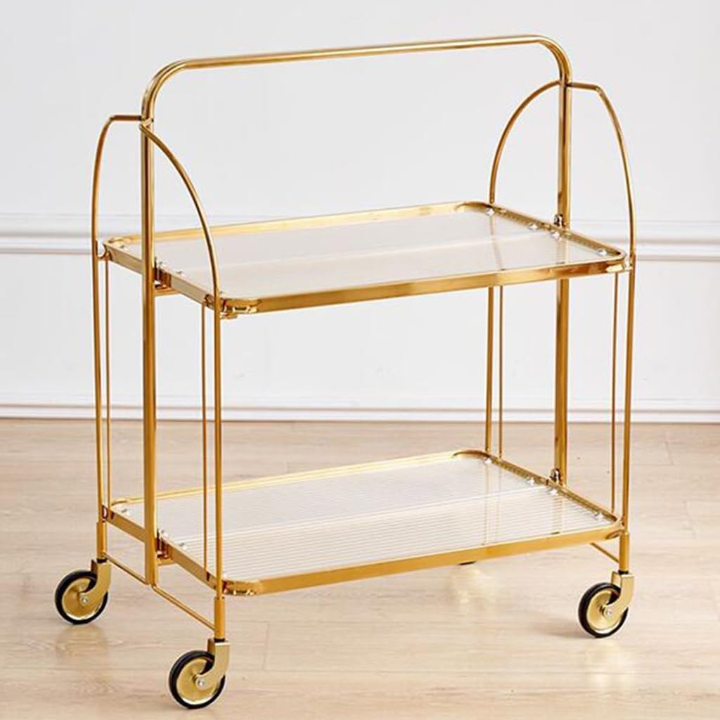 Carrello pieghevole per bevande con ruote e maniglia, versatile carrello da portata per caffè, tè, bevande e snack, perfetto per casa, cucina, feste ed eventi