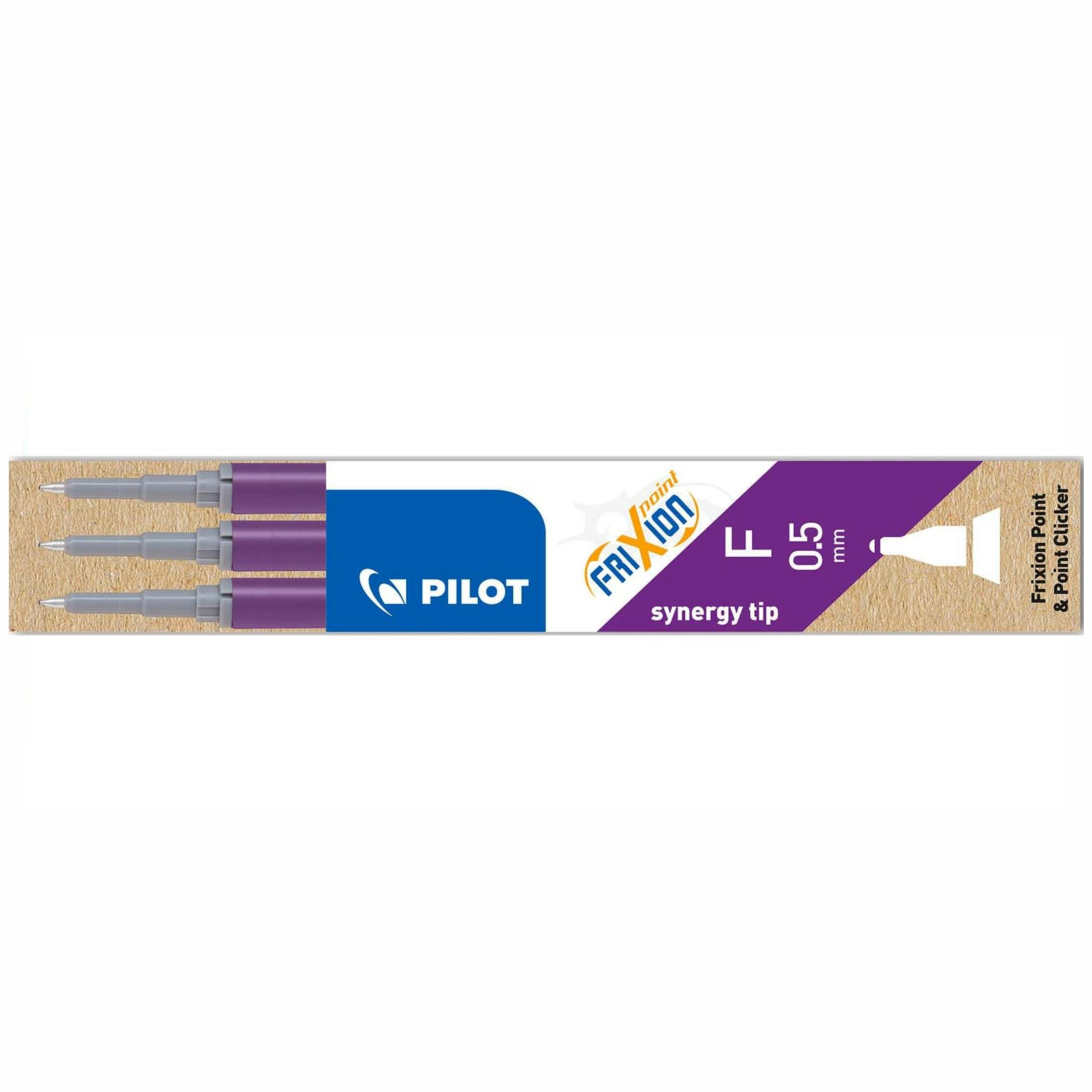 Pilot Refill Fine 0.5mm Tip Width 0.25mm Line Width for Frixion Point Rollerball Pens (Violet) Pack of 3 Refills
