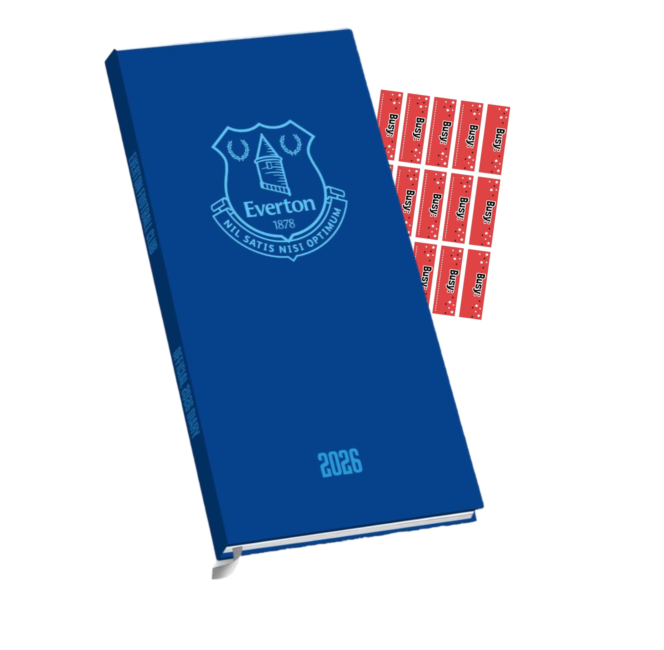 EVERTON FC DIARY 2026 SLIM POCKET DIARY CALENDAR WEEK TO VIEW WITH FREE ORGANISING STICKERS INCLUDED