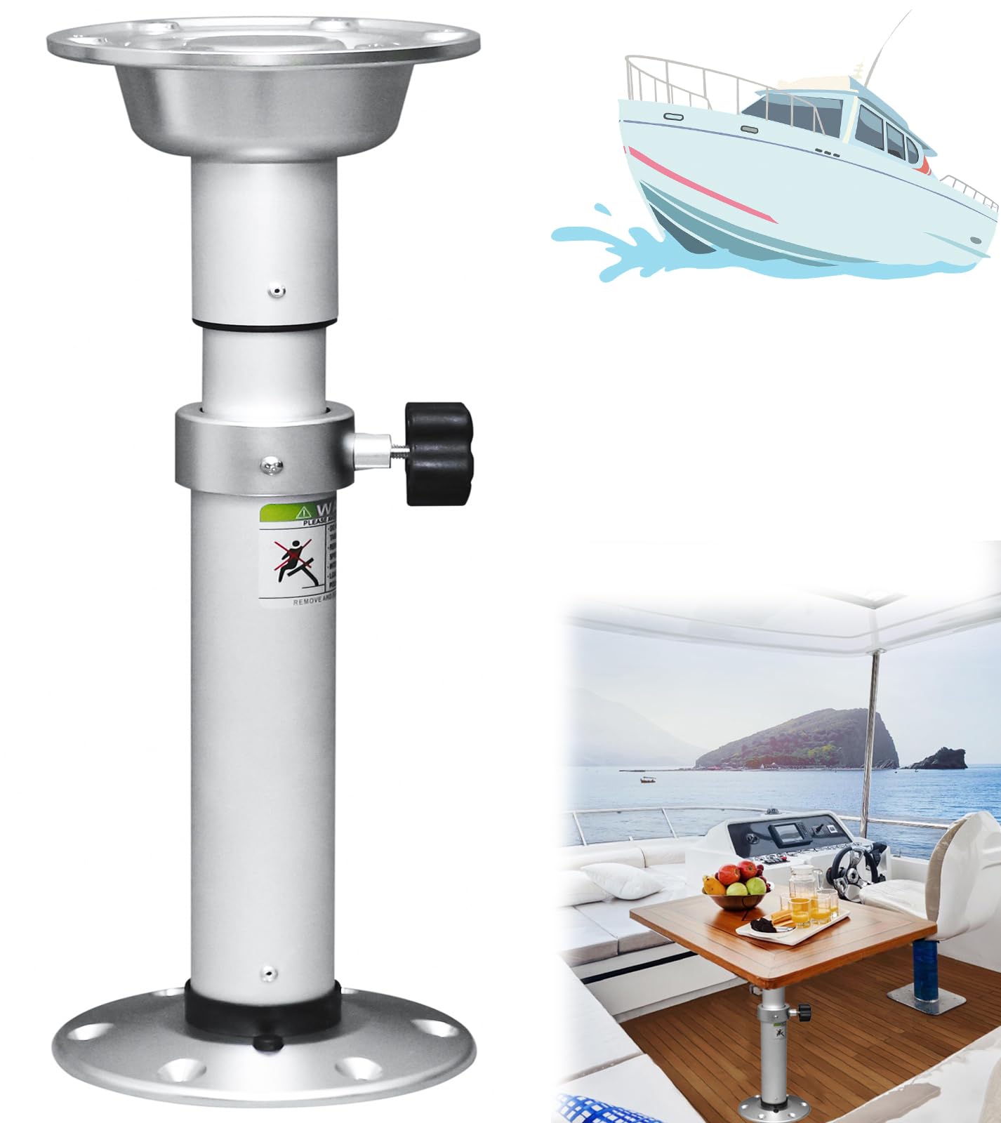 Piedistallo per tavolo da barca, regolabile, in lega di alluminio, staccabili, per camper, barche, yacht, roulotte, camper, 40-71 cm, altezza regolabile