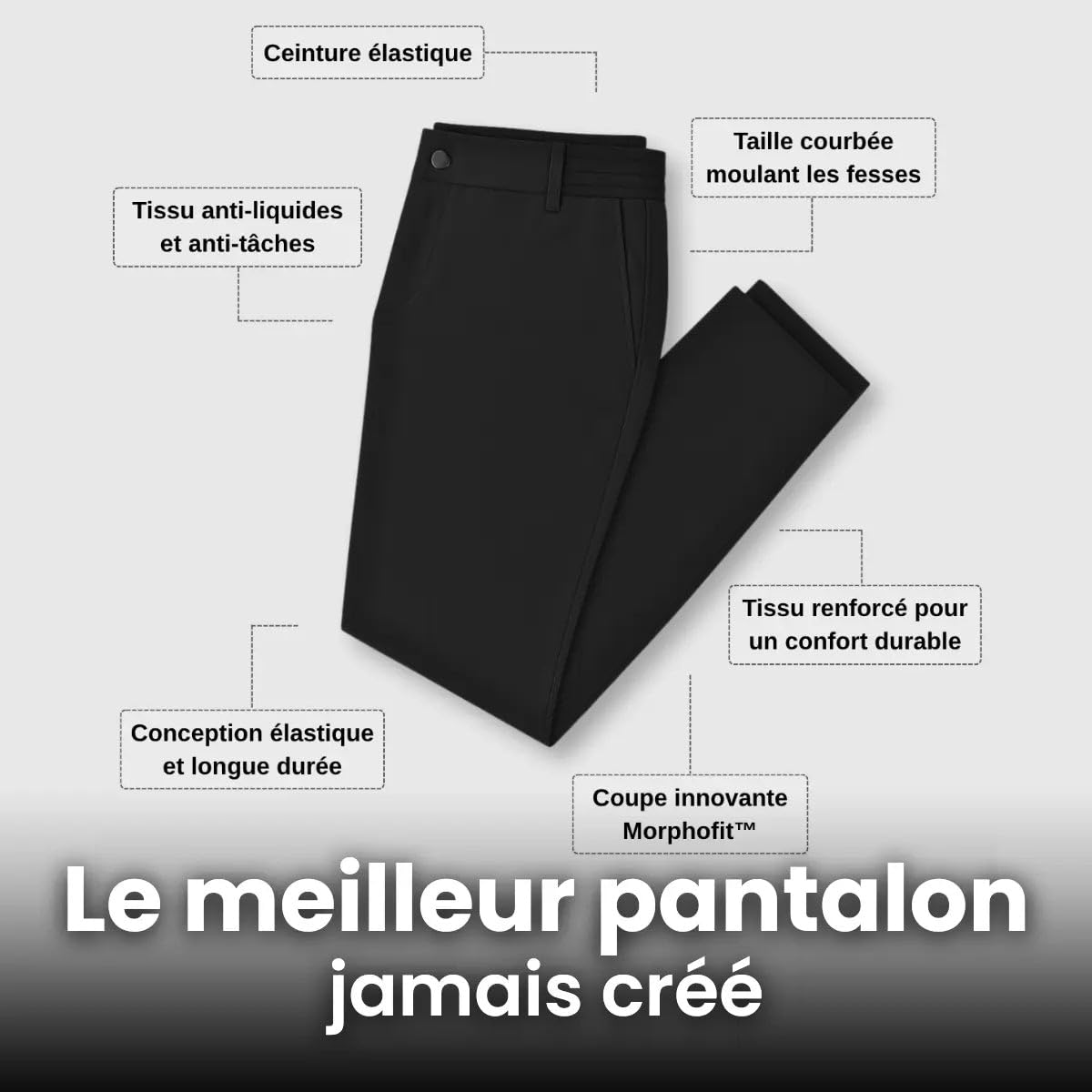 Bellutia Pantalon Extensible MorphoFit, Pantalon Homme Extensible Respirant Coupe ajustée Taille élastique Tissu Stretch léger sans Repassage séchage Rapide Anti-Taches Confort Quotidien