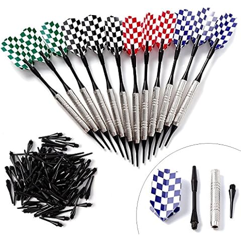 12pcs (4 sets) Plastic Tip Darts for Sale Dart Game Supplies with 100 Spare Tips Cover