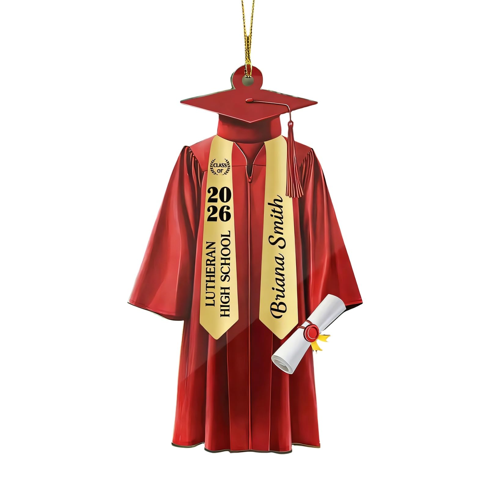 Class of 2026 2D Flat Acrylic Graduation Gown Charm for Backpacks Car Hanging Ornament Acrylic Car Rearview Glass Decoration Bag Cahrm Graduation Jewelry