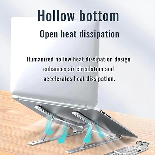 Miniatura 4 de Soporte portátil de aleación de aluminio para portátil, ajustable en 7 niveles, plegable, ergonómico, adecuado para portátiles de hasta 18 pulgadas,