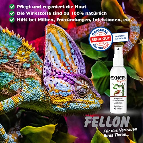 Exner Petguard Tierpflege für Terrarientiere - Pflegemittel bei Juckreiz, Haarausfall, Entzündung, Parasiten, Räude, Milben & Pilzbefall - biologisch & natürlich - 100 ml Sprühflasche