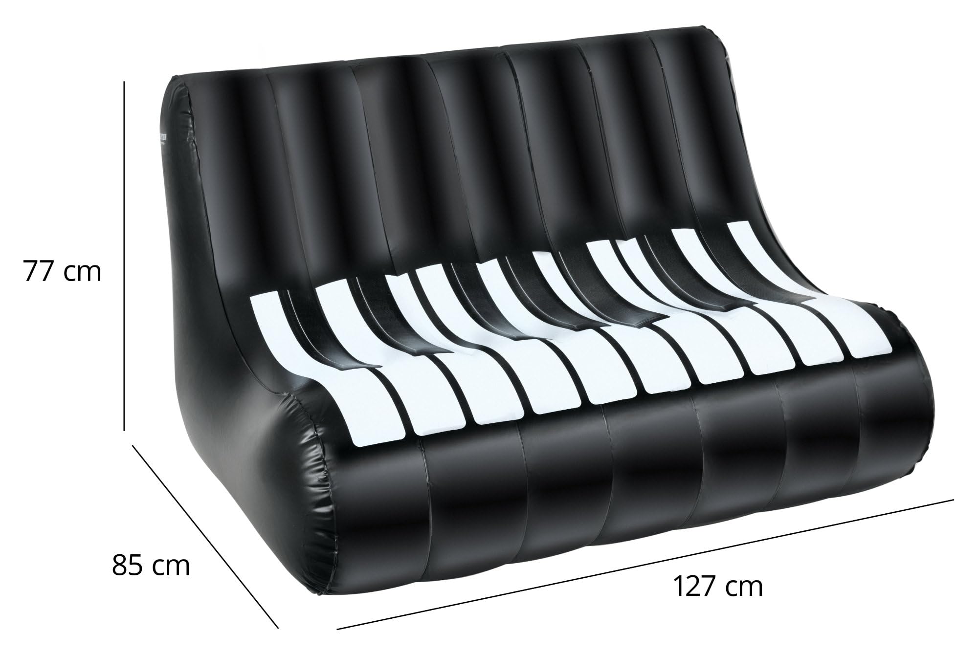 Stagecaptain IF-12088 Sofá Inflable Diseño Piano - Sofá de PVC - para 2 Personas - Ideal para Festivales, Camping, Jardín, Sala de Ensayo o Salón - Dimensiones: Aprox. 127 x 75 cm