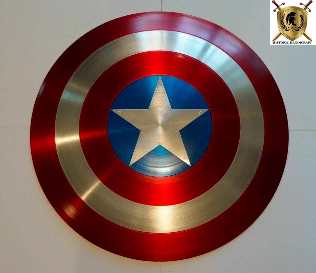 Capitan Shield Legends Limited Edition, scudo in metallo per adulti Movie Prop Replica, scudo rotondo in pelle con impugnatura da parete scudo decorativo