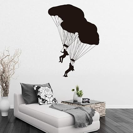 GADGETS WRAP Wall Decal Vinyl Sticker Athletes with Parachutes Large for Office Home Wall Decoration