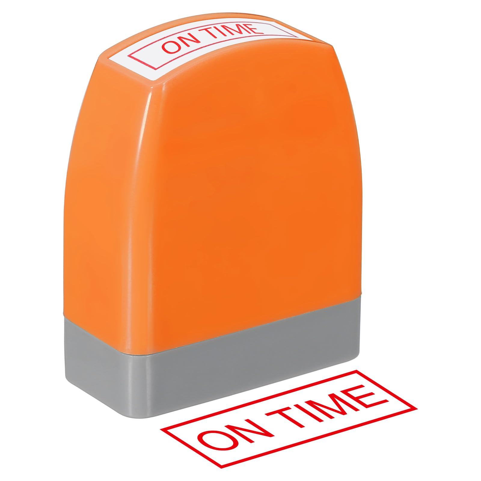 PATIKIL On Time Notice Stamp Self Inking, Red Ink Office Stamps Pre Inked Message Refillable Business Stamper, Orange