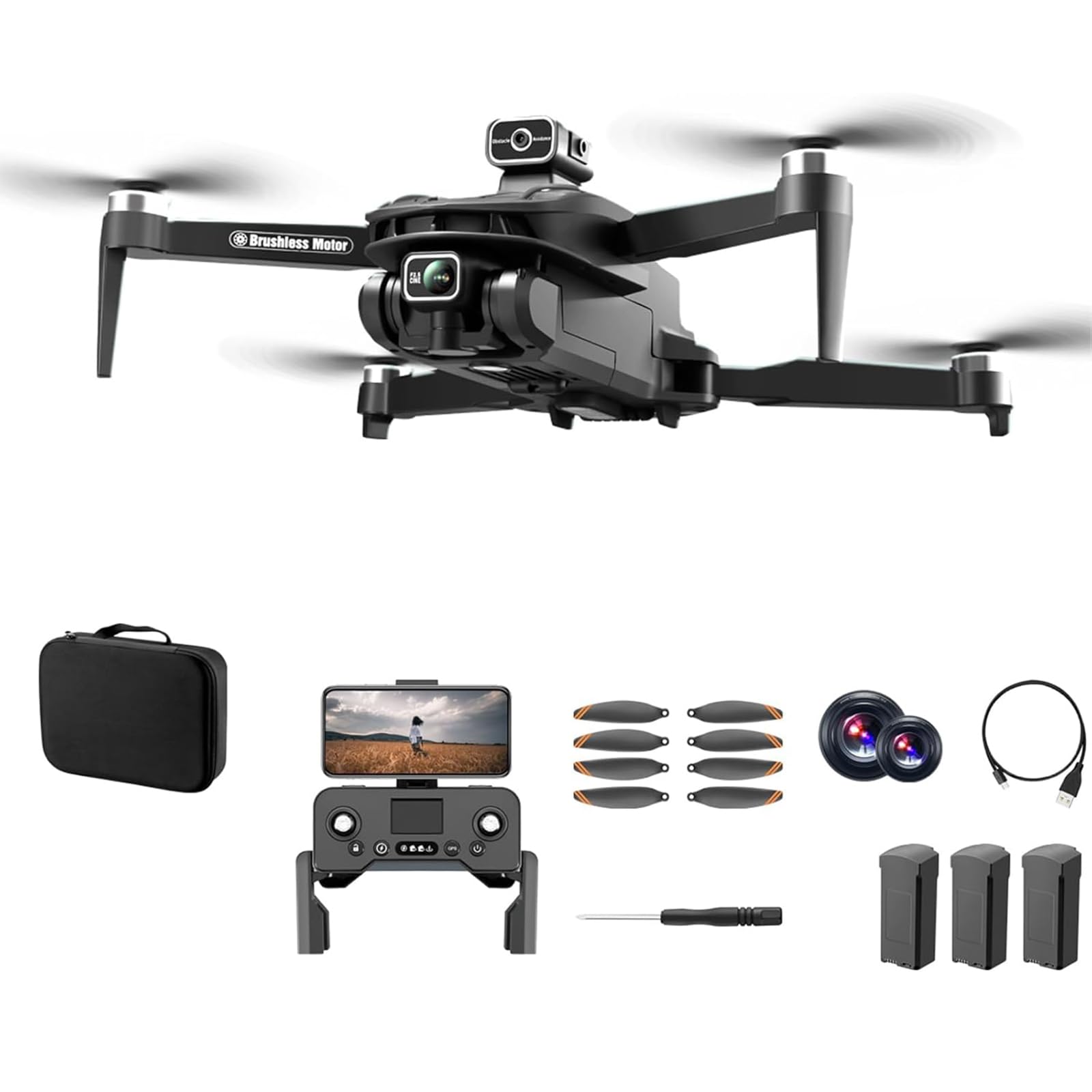 V168 GPS Mini Dron z kamerą dla dorosłych, 4K FPV Drone, podążaj za mną, daleki zasięg, zawis, transmisja 5G Latające zabawki dla początkujących 90 minut lotu z 3 bateriami