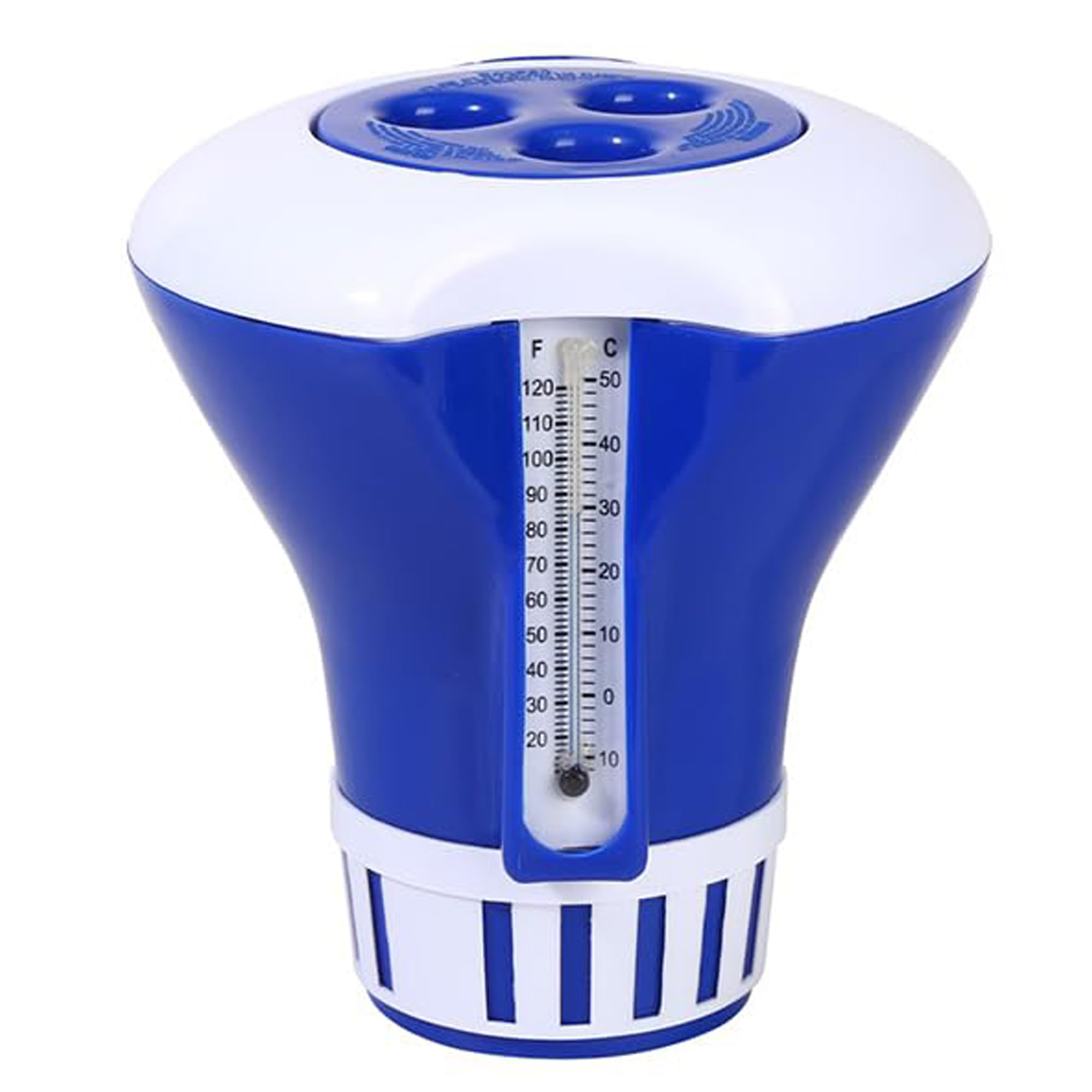 PooLKiT Swimming Pool Chemical Floating Chlorine Tablets Dispenser with Thermometer, Swimming Pool Thermometer, Bath Water, Spas, Hot Tubs, Aquariums & Ponds