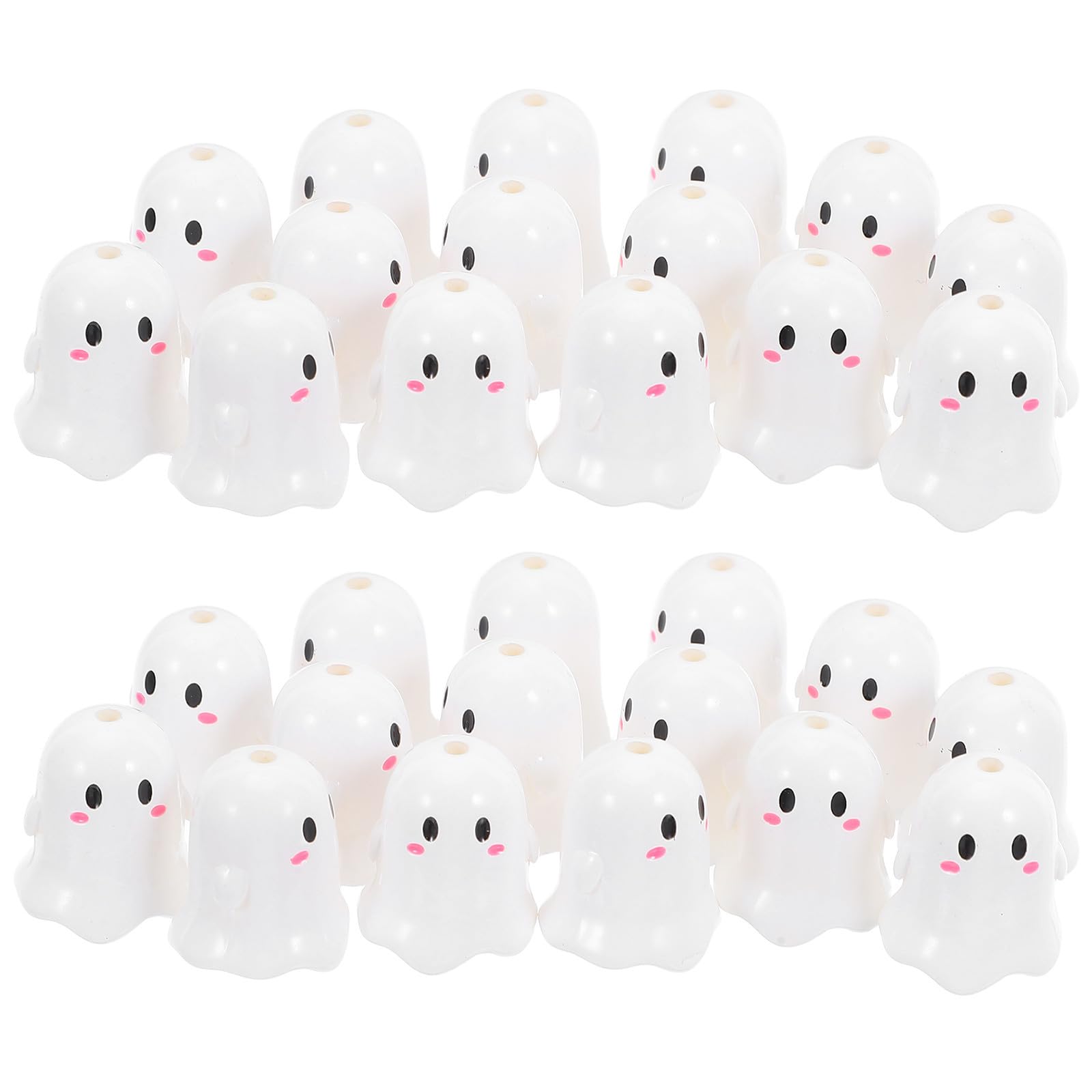 Healeved 52 Stück Acryl Halloween Geisterperlen in Weiß Leichte und Einfach zu Fädelnde Selbstgemacht Perlen für Armbänder und Halsketten im Niedlichen Cartoon Stil