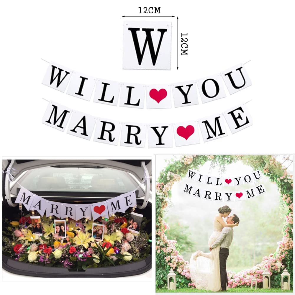 Festone Will You Marry Me Glitter Oro Rosa – Ghirlanda 3m Per Proposta Di Matrimonio E Decorazioni San Valentino