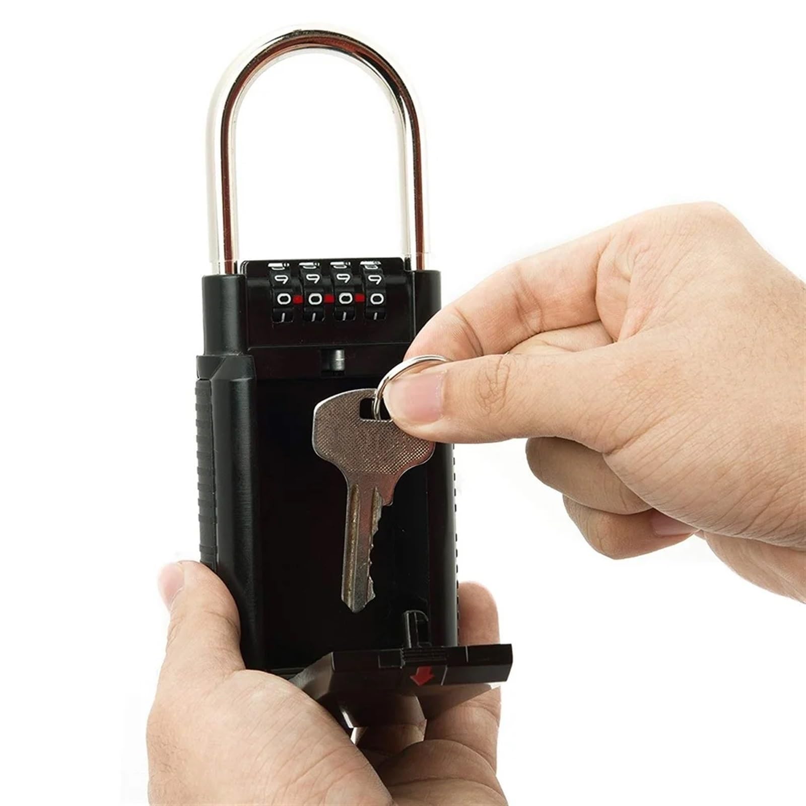 Boîte à clés à combinaison à 4 chiffres – Rangement étanche intérieur/extérieur sécurisé pour la maison et le travail – Coffre-fort à clés noir pour un accès et une protection faciles