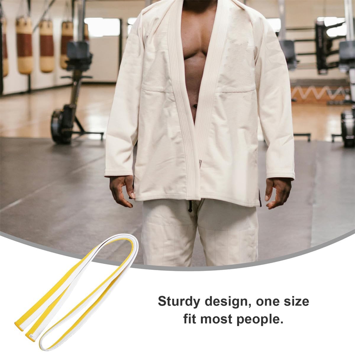 PATKAW Taekwondo Karate Belt White Yellow 2.2m Martial Arts Training Uniform Belt for Men and Youth Practicing Karate and Taekwondo Accessories