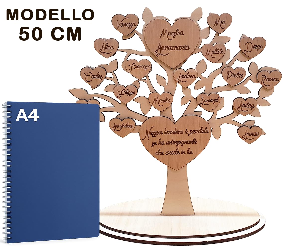 Albero della vita in legno con dedica personalizzata e nomi - regalo maestre nido, materna elementari, mamma, compleanno, nozze d'oro, cresima, comunione- idee idea regalo personalizzato
