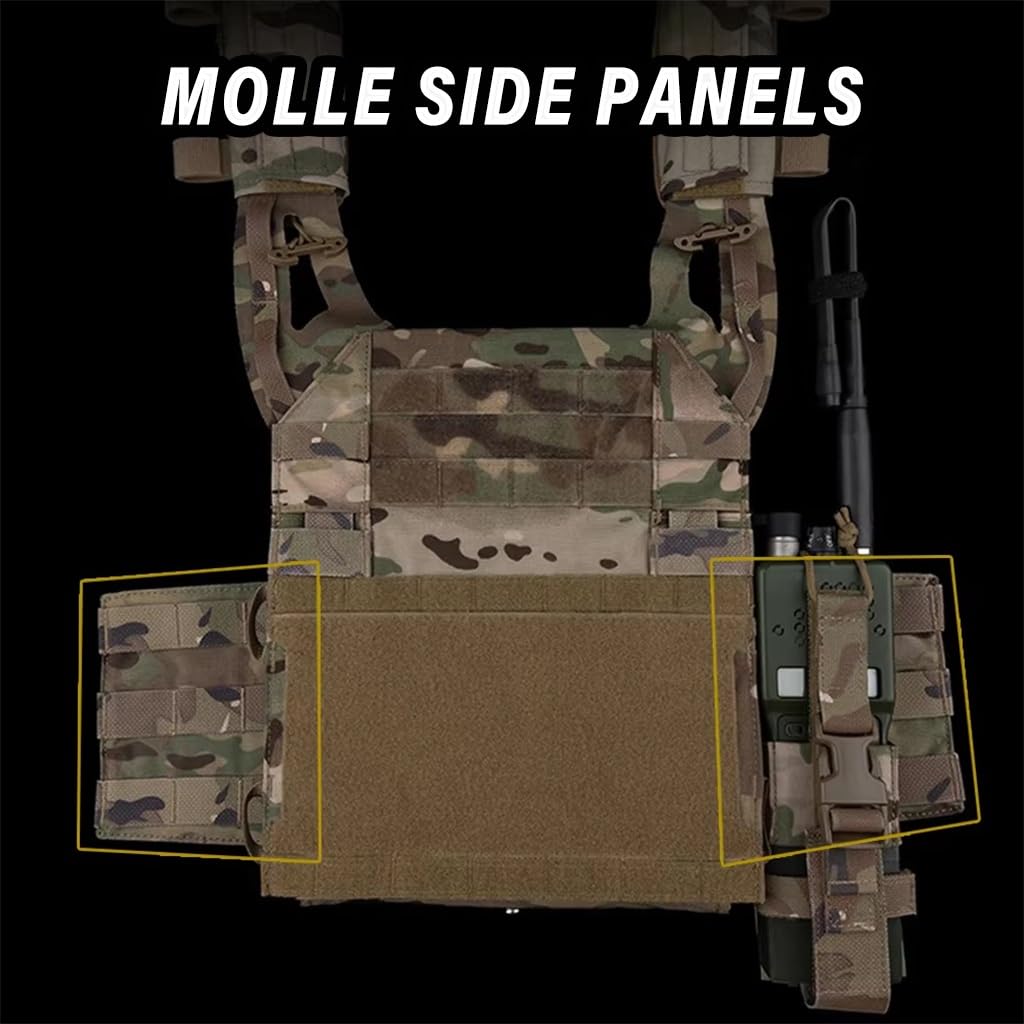 WLXW Taktischer Plattenträger, Seitliches Molle-Panel-Set for Airsoft-Jagdweste, Brustgurt-Ausrüstung, Passend for Magazintasche/Funktasche