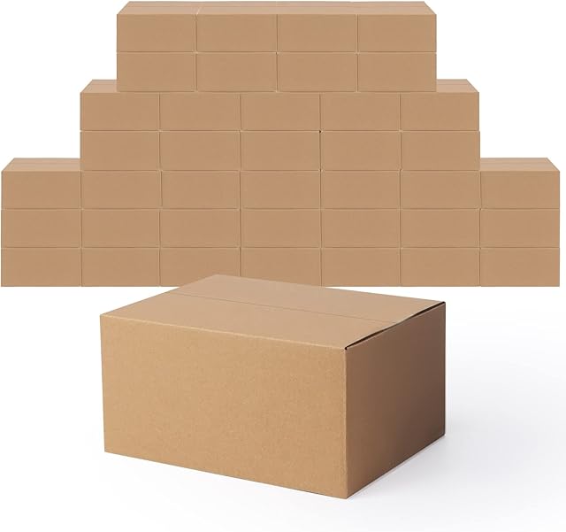 EYMPEU 40 Pack 20.3x15.3x10.2cm(8x6x4 inches) Brown Cardboard Boxes, Packing Boxes Can be used for Small Items, Toys, Stationery etc