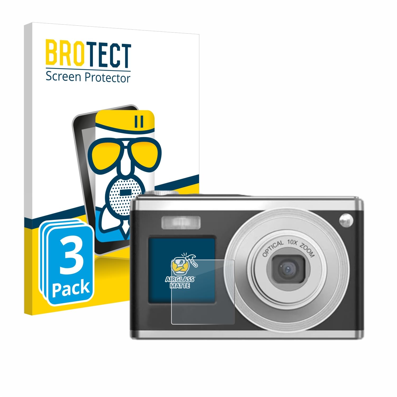 brotect Anti-Glare Glass Screen Protector Matte compatible with Rollei Compactline 10X (Front display) (3 Pack) - Anti-Scratch 9H Protection Film