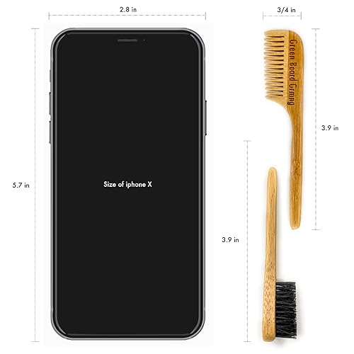 Miniatura 5 de Cepillo y peine para bigote Sapling Grove (2 cepillos y 2 peines) de Green Beard Grmng, cerdas de jabalí y bambú