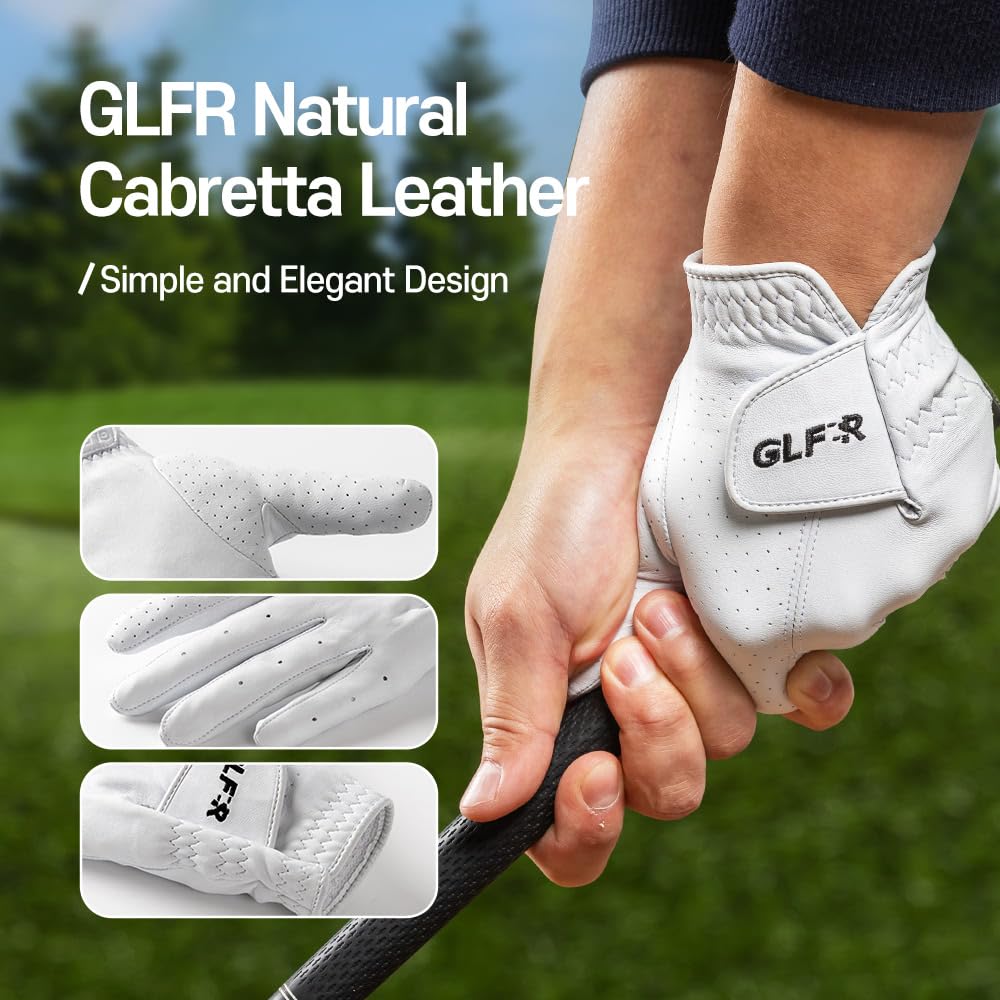 Guantes de golf de cuero Cabretta de primera calidad, sensación de agarre sedoso, tacto suave (19)