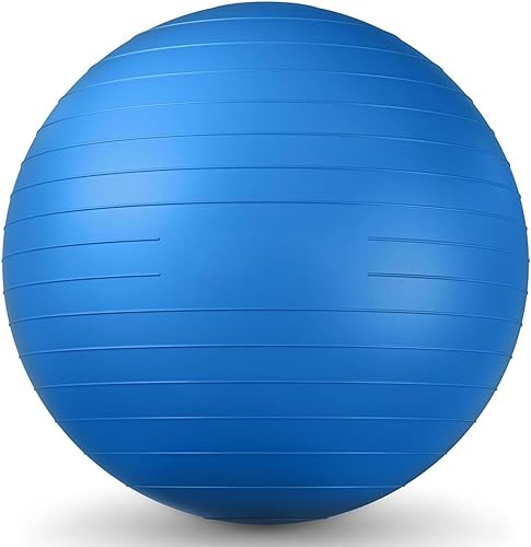 26 Inch Exercise Ball, Yoga Ball for Workout, Balance Stability, Fitness Ball for Office, Home, Gym, Balance Balls with Quick Pump Azul,Negro
