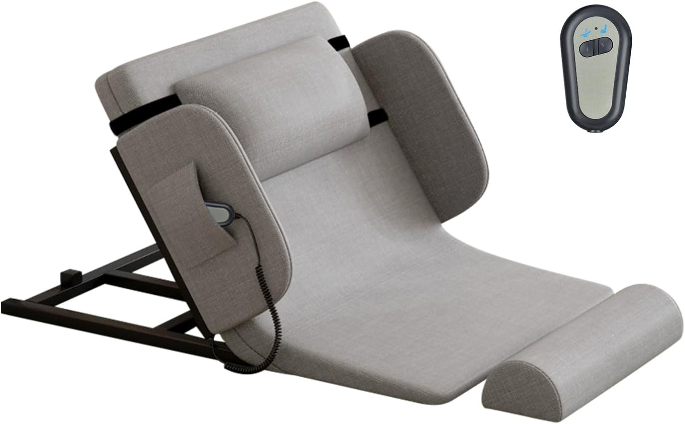 Electric Lifting Backrest for Bed, Adjustable Power Lift Bed Backrest for Elderly Patient Injured Remote Control Support Cushion Removeable Rails Headrest Cushion for Position Assistance