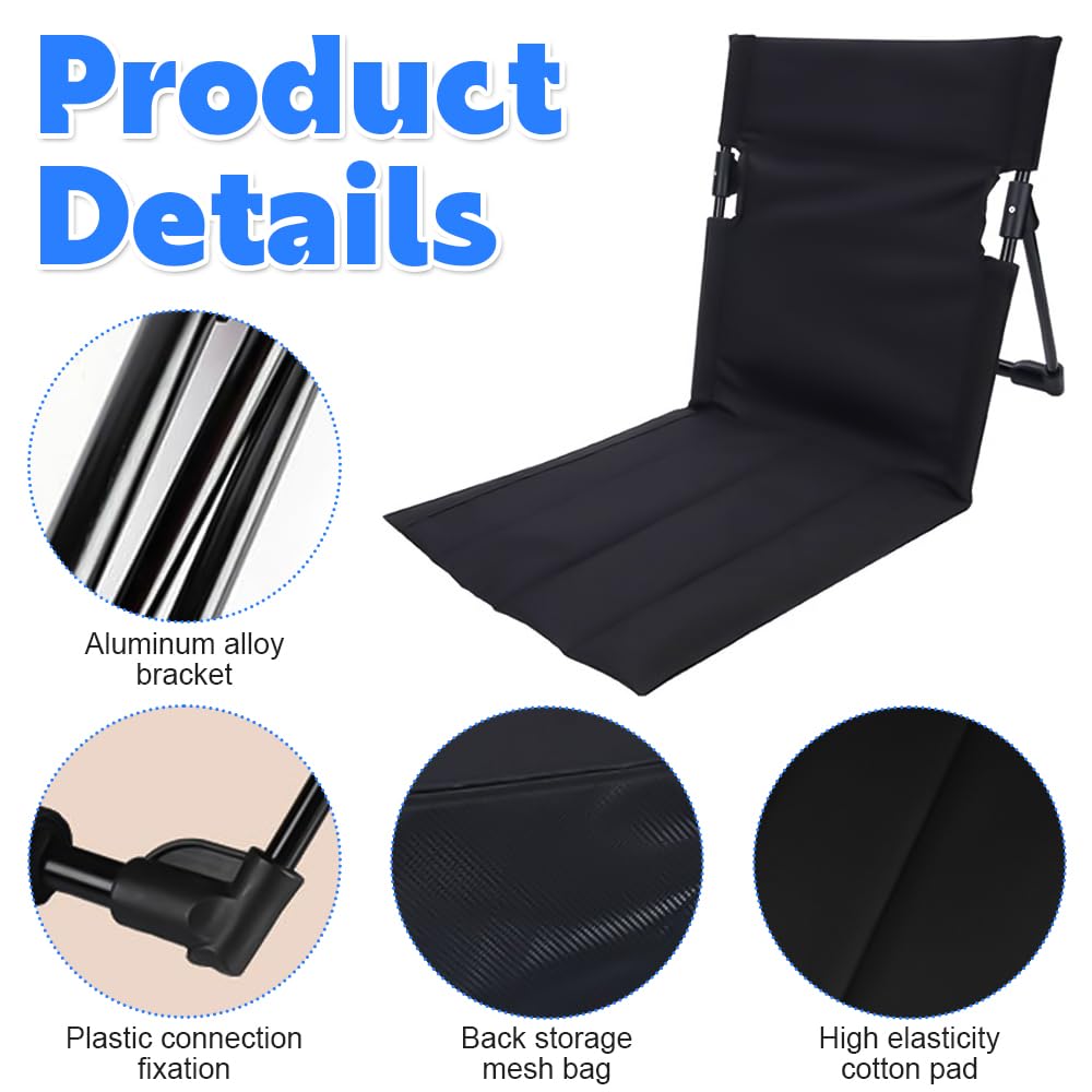 Sterilla De Playa con Respaldo, Esterilla De Playa Plegable, Tejido Oxford Esterilla Plegable Playa con Funda de Transporte, Respaldo Playa para Camping Pesca Barbacoas Senderismo Playa Jardín