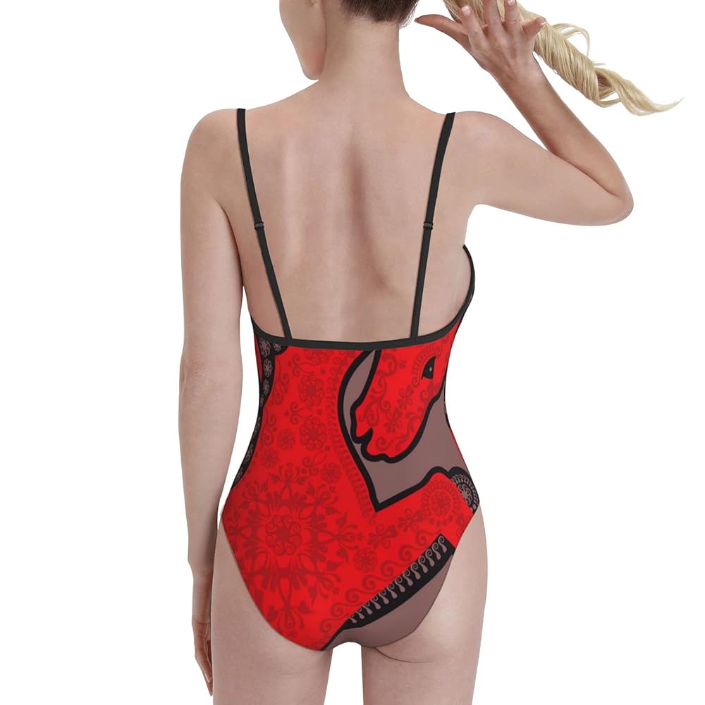 Amazon | スクール水着 水着 レディース 赤い 馬 ウォーホース