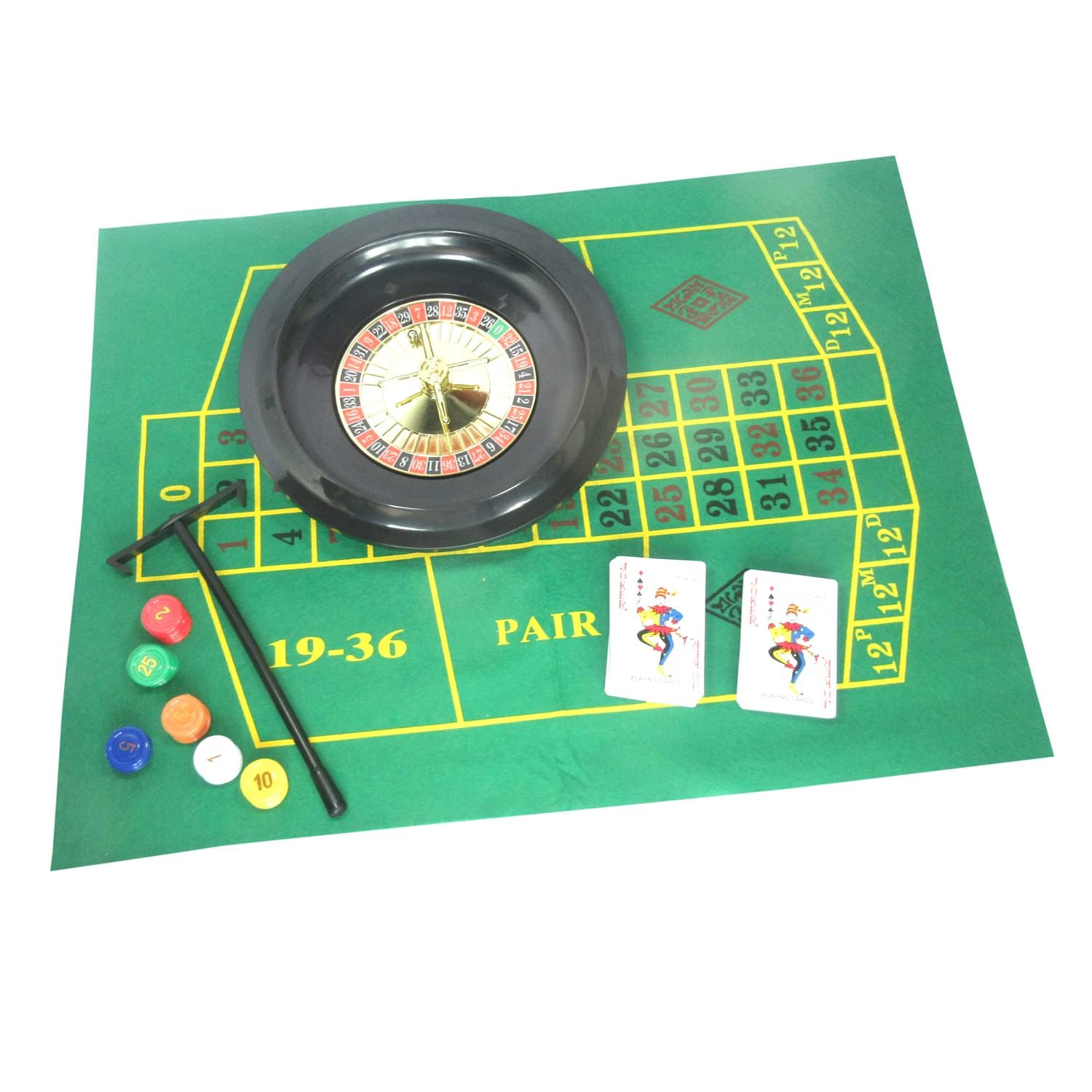 Tavolo da Roulette, Il Kit da Gioco Casinò con Set di Roulette 10" Contiene Una Ruota della in plastica, fiches, Carte, Un Layout in Feltro, for Serata Giochi a casa o Festa in Discoteca