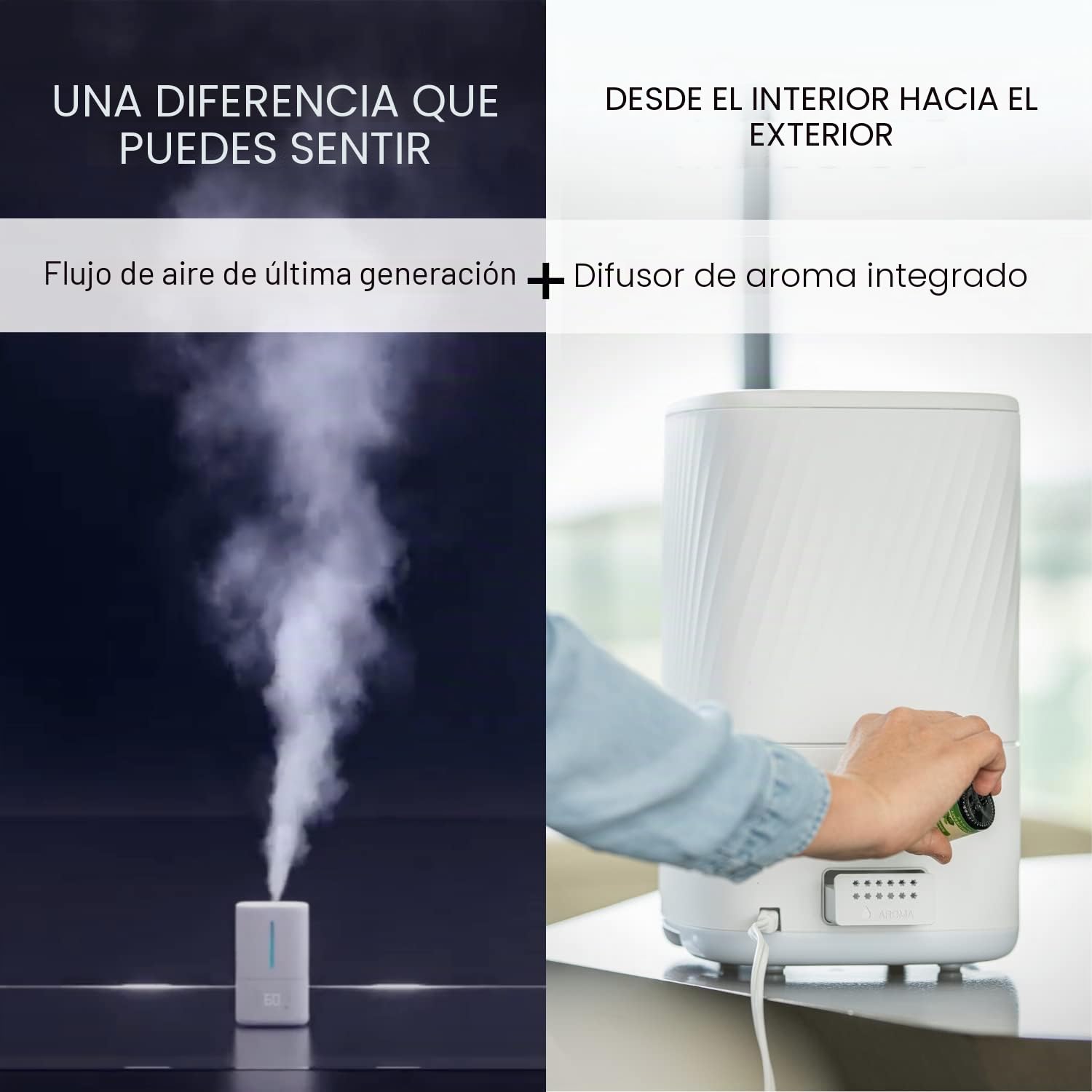 MIKO Humidificador de niebla fría y cálida, humidificador ultrasónico para habitaciones grandes - Filtro de agua, modo automático, sin fugas, modo de suspensión, temporizador incorporado