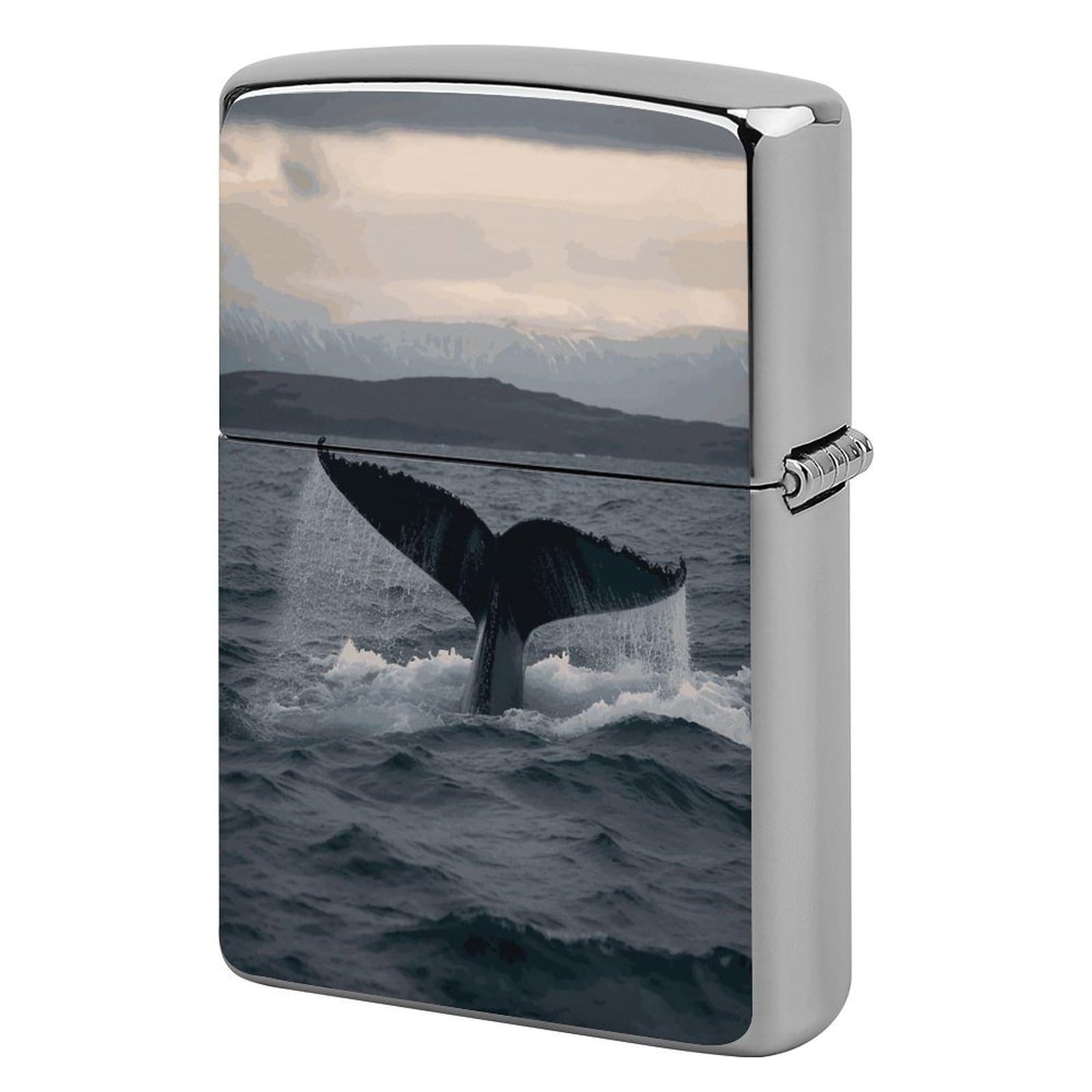 Btcowzrv Style Humpback Whale Tail Ocean Metal Lighter Case Sleeve Cover Holder
