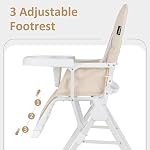 INFANS Chaise haute bébé, chaise haute portable pliable rapide pour les bébés et les tout-petits avec repose-pieds réglable PU Siège, Chaises hautes compactes pour bébé de 6 à 36 mois (Beige)