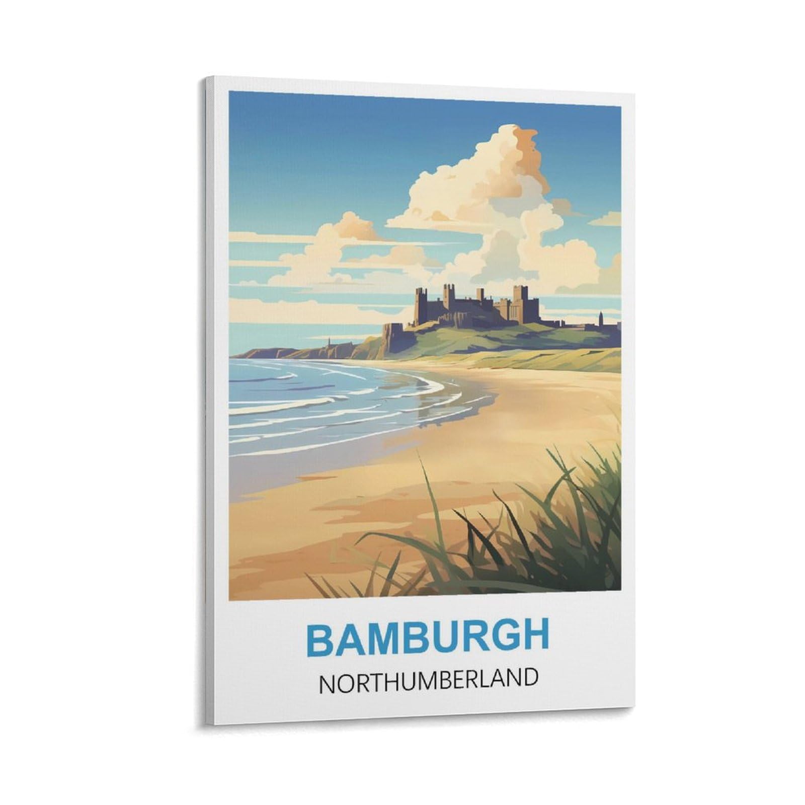 Fuudang Frame-Style Bamburgh Northumberland Vintage Travel Posters 16X24inch(40X60cm) Canvas Art Poster And Wall Art Picture Print Modern Family Bedroom Decor Posters