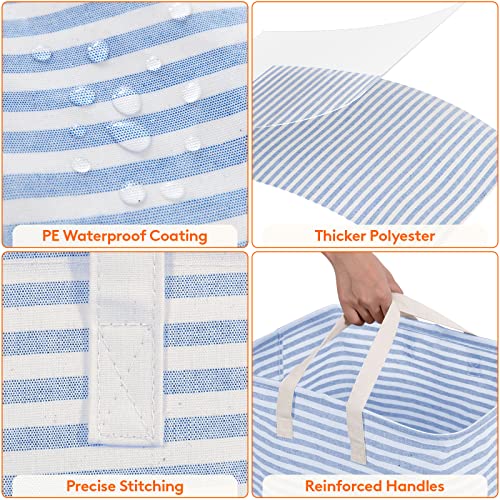 Image of Lifewit 3 Pack Laundry Basket 80L Each, Collapsible Clothes Hamper with Reinforced Handles, Freestanding Waterproof Design for Bedroom and Laundry Room, Blue 240L Total